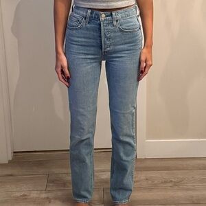 Denim Forum Light Blue Straight Leg Jeans